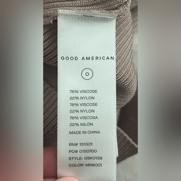 Good American Beige Tan Ribbed Deep V Polo Shirt Size 3 Large - Picture 6 of 8